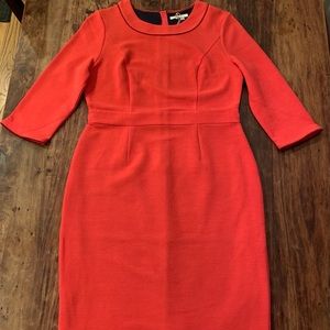 Boden pink ottoman dress w burgundy piping